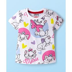 Babyhug Disney Single Jersey knit Half Sleeves T-Shirts with Marie Graphic Pack of 3 - Multicolor