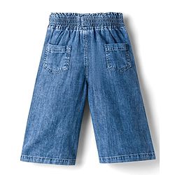 Babyhug Denim Capri With Watermelon Embroidery - Blue