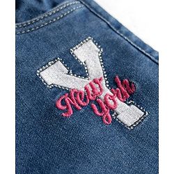 Babyhug Ankle Length Washed Denim Culotte with Stretch - Blue