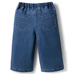 Babyhug Ankle Length Washed Denim Culotte with Stretch - Blue