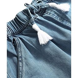 Babyhug Denim Cotton Ankle Length Washed & Floral Embroidered Jeans - Light Blue