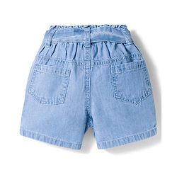 Babyhug Cotton Mid Thigh Length Washed Denim Shorts with Belt &  Floral Embroidery - Blue