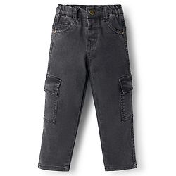 Babyhug Full Length Solid Color Denim Jeans with Stretch - Black