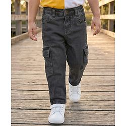 Babyhug Full Length Solid Color Denim Jeans with Stretch - Black