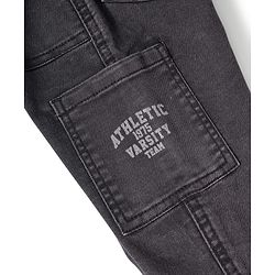 Babyhug Denim Full Length Washed Jeans With Stretch & Text Print - Black