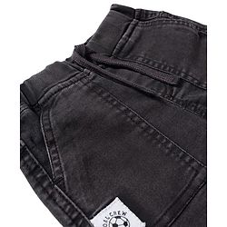 Babyhug Denim Full Length Washed Jeans With Stretch & Text Print - Black