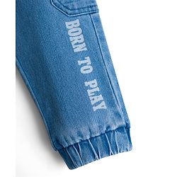 Babyhug Denim Full Length Jeans with Stretch & Born to Play Print - Blue