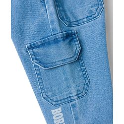 Babyhug Denim Full Length Jeans with Stretch & Born to Play Print - Blue
