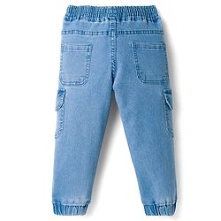Babyhug Denim Full Length Jeans with Stretch & Born to Play Print - Blue