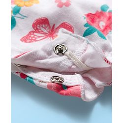 Babyhug 100% Cotton Interlock Knit Frill Sleeves Romper With Floral Print Pack Of 2 - Red & White