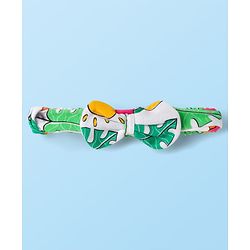 Babyhug 100% Cotton Interlock Knit Half Sleeves Onesies With Tropical Theme Print & Booties & Hairband - White