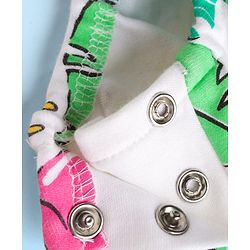Babyhug 100% Cotton Interlock Knit Half Sleeves Onesies With Tropical Theme Print & Booties & Hairband - White