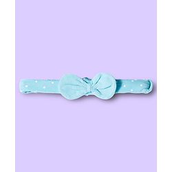 Babyhug 100% Cotton Knit Polka Dot Printed Onesie with Half Sleeves Inner Tee & Hairband - Light Blue