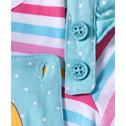 Babyhug 100% Cotton Knit Polka Dot Printed Onesie with Half Sleeves Inner Tee & Hairband - Light Blue