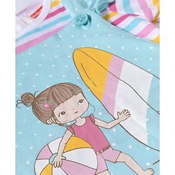 Babyhug 100% Cotton Knit Polka Dot Printed Onesie with Half Sleeves Inner Tee & Hairband - Light Blue