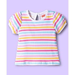 Babyhug 100% Cotton Knit Polka Dot Printed Onesie with Half Sleeves Inner Tee & Hairband - Light Blue