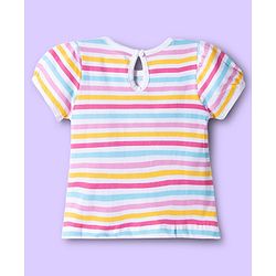 Babyhug 100% Cotton Knit Polka Dot Printed Onesie with Half Sleeves Inner Tee & Hairband - Light Blue