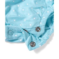 Babyhug 100% Cotton Knit Polka Dot Printed Onesie with Half Sleeves Inner Tee & Hairband - Light Blue