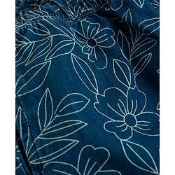 Babyhug Ankle Length Washed Denim Capri With Floral Print - Blue