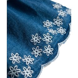 Babyhug Cotton Woven Mid Thigh Length Layered Skirt with Floral Embroidery - Blue