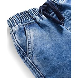 Babyhug Denim Full Length Washed Jeans With Stretch - Blue