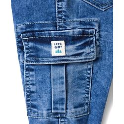 Babyhug Denim Full Length Washed Jeans With Stretch - Blue