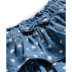 Babyhug Denim Mid Thigh Skirts With Heart Print - Blue