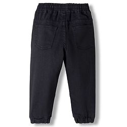 Babyhug Denim Washed Full Length Solid Colour Jeans with Cut & Sew Design & Strech - Black
