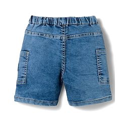 Babyhug Denim Mid Thigh Length Shorts with Stretch & NYC Patch - Blue