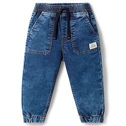 Babyhug Full Length Washed Denim Jeans with Stretch - Blue