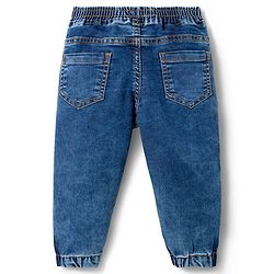 Babyhug Full Length Washed Denim Jeans with Stretch - Blue