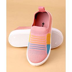Cute Walk by Babyhug Slip On Casual Shoes with Striped Design  - Pink