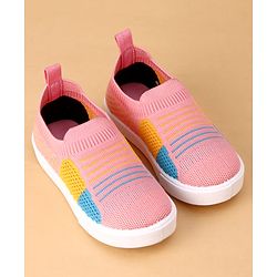 Cute Walk by Babyhug Slip On Casual Shoes with Striped Design  - Pink