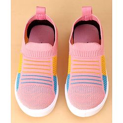 Cute Walk by Babyhug Slip On Casual Shoes with Striped Design  - Pink