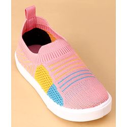 Cute Walk by Babyhug Slip On Casual Shoes with Striped Design  - Pink