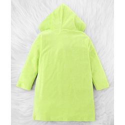 Babyhug Knit Full Sleeves Terry Bath Robe With Hood & Teddy Bear Embroidery - Green