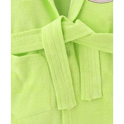 Babyhug Knit Full Sleeves Terry Bath Robe With Hood & Teddy Bear Embroidery - Green