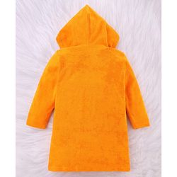Babyhug Knit Full Sleeves Terry Bath Robe With Hood & Teddy Bear Embroidery - Green