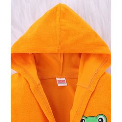 Babyhug Knit Full Sleeves Terry Bath Robe With Hood & Teddy Bear Embroidery - Green
