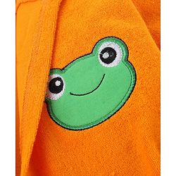 Babyhug Knit Full Sleeves Terry Bath Robe With Hood & Teddy Bear Embroidery - Green