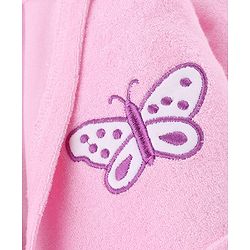 Babyhug Terry Knit Full Sleeves Bath Robe With Hood & Butterfly Embroidery - Pink