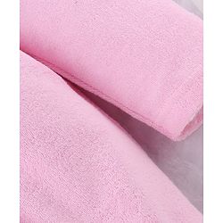 Babyhug Terry Knit Full Sleeves Bath Robe With Hood & Butterfly Embroidery - Pink