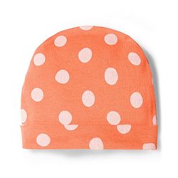 Babyhug Cotton Knit Full Sleeves Footed Sleepsuit With Polka Dot Print & Cap - Peach
