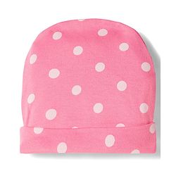 Babyhug Cotton Knit Full Sleeves Footed Sleepsuit With Polka Dots Print & Cap - Pink