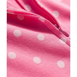 Babyhug Cotton Knit Full Sleeves Footed Sleepsuit With Polka Dots Print & Cap - Pink