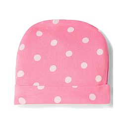 Babyhug Cotton Knit Full Sleeves Footed Sleepsuit With Polka Dots Print & Cap - Pink