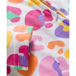 Babyhug Cotton Knit Full Sleeves Sleepsuit With Abstract Print & Cap - White
