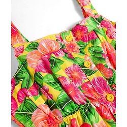 Babyhug 100% Cotton Woven Sleeveless Floral Printed Frock - Multicolour