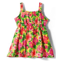 Babyhug 100% Cotton Woven Sleeveless Floral Printed Frock - Multicolour