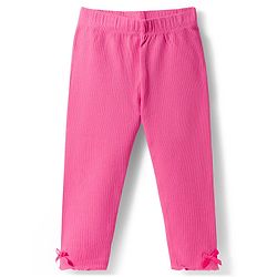 Babyhug Single Jersey Knit Full Sleeves Top & Leggings Set With Bow & Heart Print - Pink